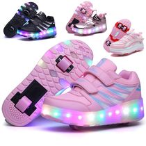 New four-wheeled heelys shoes boys and girls double-wheeled invisible skates rechargeable light wheel shoes childrens skates
