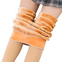 Fat girls leggings for outer wear in autumn and winter thickened with velvet warm and slimming foot-stepping mid-high-waist one-piece socks