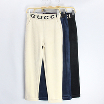 Baihui Minzi Harem pants womens pants autumn and winter loose high-waisted velvet nine-point pants thin radish casual pants
