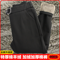 Cotton pants women wear slim winter plus velvet padded leggings high waist casual pants lamb velvet extra thick warm pants