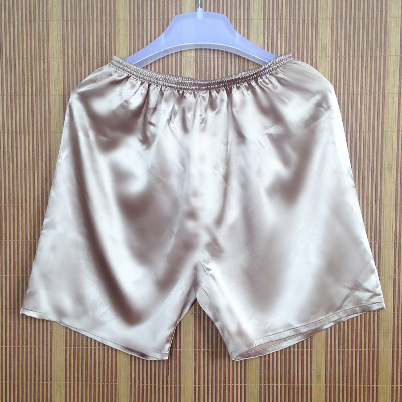 Summer Men's Plus-Size Faux Silk Lounge Pants, Beach Shorts, Short Sleepwear, Boxer Shorts, Home Shorts