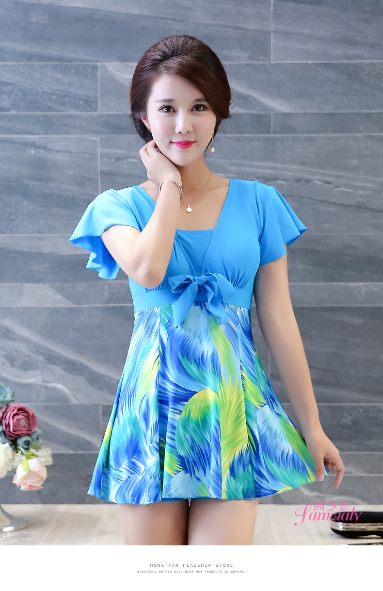 Đồ bơi trung niên nữ bảo thủ một mảnh kiểu váy bụng giảm béo mẹ người mẫu trung niên và người cao tuổi suối nước nóng cộng với kích thước đồ bơi đồ bơi liền thân váy