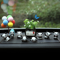 Cute cartoon little panda car ornaments car dashboard mini doll center console girls car accessories