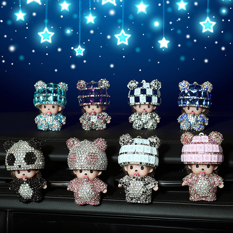 Cartoon doll car air outlet perfume diamond-encrusted air-conditioning outlet cute car air outlet fragrance clip