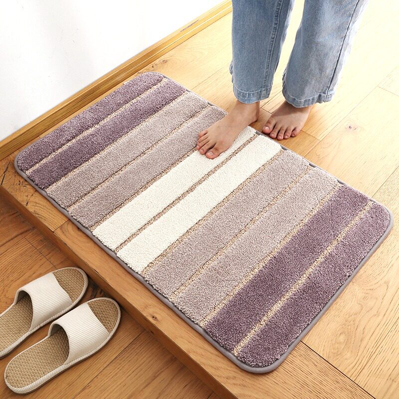 Simple striped entry door mat home hallway bedroom carpet door mat powder room bathroom non-slip absorbent foot mat