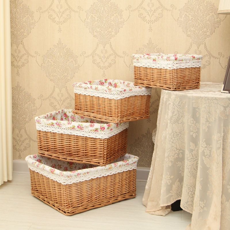 Yiran home storage basket Rattan rural willow storage basket Rattan dirty clothes basket Willow storage basket storage box