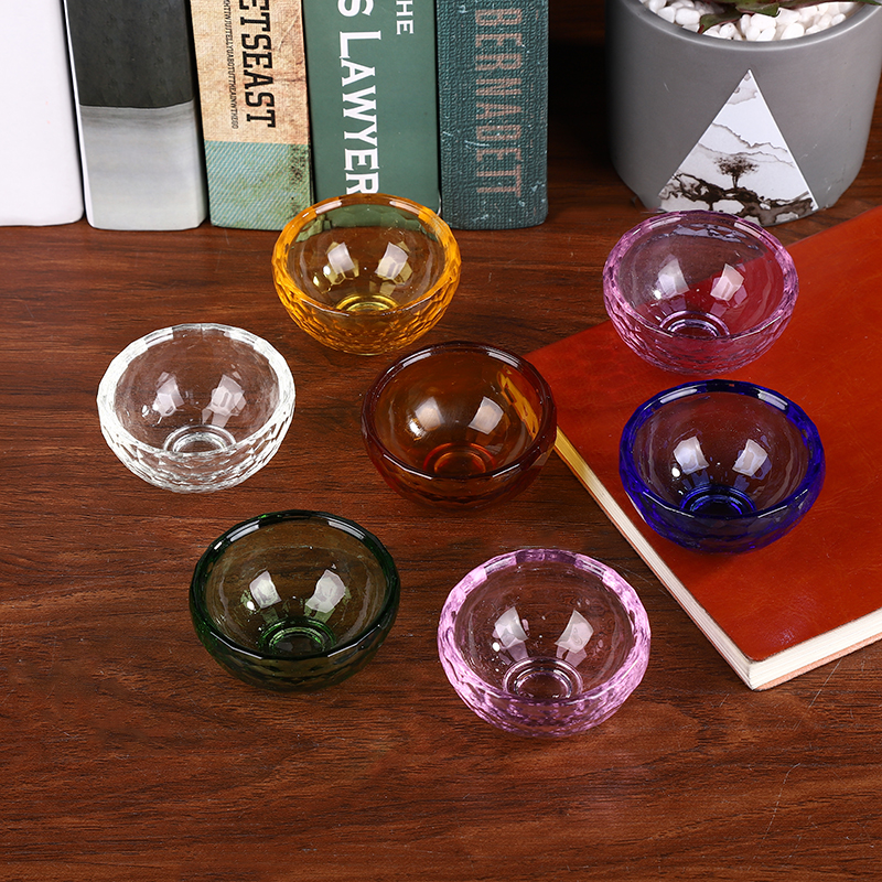 6cm Crystal Bowl Ghee Oil Lamp Seven Color Bowls Hall Tribute Glass Bowl Holy Water Bowl Water Supply Bowl Small Crystal Candle Holder
