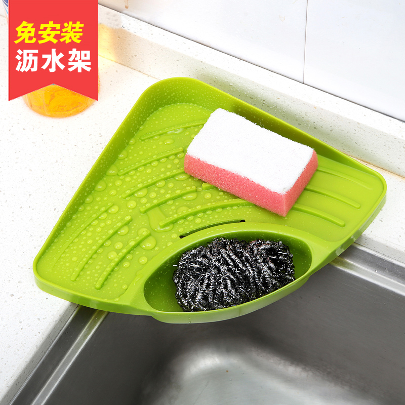 2 triangular kitchen shelve with sink drain rack thickened plastic containing layer rack drain basket finishing rack hanging basket