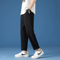 Черные шелковые тонкие штаны, свободный прямой крой