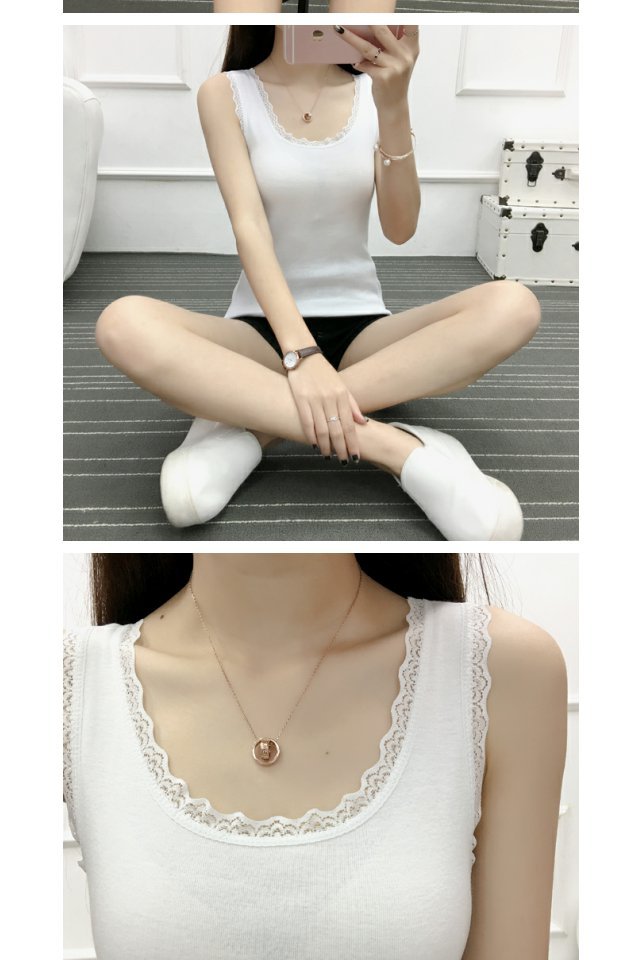 Mùa xuân mặc áo cotton mỏng tay áo thun không tay áo sơ mi ren yếm áo vest nữ ngắn mùa hè - Áo ba lỗ quần thể thao nữ