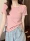 Ruffled Design Round Neck Versatile Short-Sleeve T-Shirt for Women, Summer New Style Petite Casual Top ins