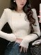 Niche Round-Neck Women's Sweater Base Shirt 2025 Autumn and Winter New Style Hot Girl Fleece-Lined Crop Top Long-Sleeve Outerwear