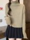 French-Style Gentle High-Neck Sweater for Women, Autumn and Winter, Lazy Style, Loose Fit, Short, High-End Knitwear