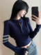 Niche, Simple and Unique Color-Blocked Long-Sleeve T-Shirt for Women, Early Autumn 2025 Fashion Trend, Stylish Design, Half-Open Collar Top ins