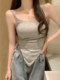 Purely Sensual Sexy Camisole with Chest Pads for Women, 2025 Spring/Summer New Style, Asymmetrical Slit Tie Design Top
