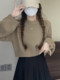 Korean Style Lazy Chic Pullover Sweater for Women 2025 Autumn and Winter Solid Color Versatile Loose Short Top for Petite Figures