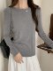 Korean Style Candy-Colored Soft Round-Neck T-Shirt for Women 2024 Autumn Stretchy Simple Slim-Fit Base Shirt Inner Top