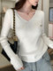 French-Style Gentle V-Neck Rhinestone Knit Sweater for Women, 2026 Spring Fashionable and Chic Korean-Style Unique Top