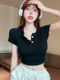 Niche Fashion Style Half-Open Collar Short-Sleeve T-Shirt for Women, New Summer Sexy and Trendy Design Short Top