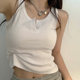 2025 Summer Sexy Button Detail Camisole Inner Top Tight Ribbed Cotton Short Sleeveless Tank Top for Women Trendy