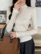2025 Autumn and Winter High-End Half-Turtleneck Brushed Base Shirt Lace Trim T-Shirt Women's Unique Regular Shoulder Warm Top