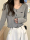 French-Style Age-Reducing Color-Blocked Ruffled Long-Sleeve Cardigan for Women, New Spring/Summer Design, Short and Unique Beautiful Top