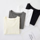 Designed with an Arc-Shaped Hem, V-Neck Long-Sleeve Base Shirt for Women, New Autumn Korean Style, Black Slim-Fit Slimming Inner T-Shirt