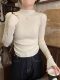 Half-Turtleneck Solid Color Versatile Long-Sleeve Base Sweater for Women, 2025 Autumn and Winter Design with Pleated Curved Hem Short Top