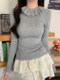 Gentle and Pure Style, Long-Sleeved Knitted Top for Women, with Ruffles, Versatile, Unique, High-End and Stunning Top