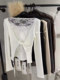 Pure Desire Hot Girl Style U-Neck Long Sleeve T-Shirt for Women 2026 Spring Unique Back Lace Patchwork Base Shirt Top