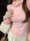 Women's Base Layer Shirt 2025 Early Autumn High-End Design Knitted Sweater with Ruffled Edges Korean Chic Unique Top
