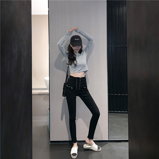 Spring and Summer Short Crop Top with Long Sleeves, Revealing the Belly Button, Thin Modal Sexy High-Waisted Jazz Dance T-Shirt for Women