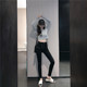 Spring and Summer Short Crop Top with Long Sleeves, Revealing the Belly Button, Thin Modal Sexy High-Waisted Jazz Dance T-Shirt for Women