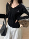 2025 Autumn New Striped V-Neck Versatile Long-Sleeve T-Shirt for Women, Slim Fit Base Shirt, Korean Chic Unique Top