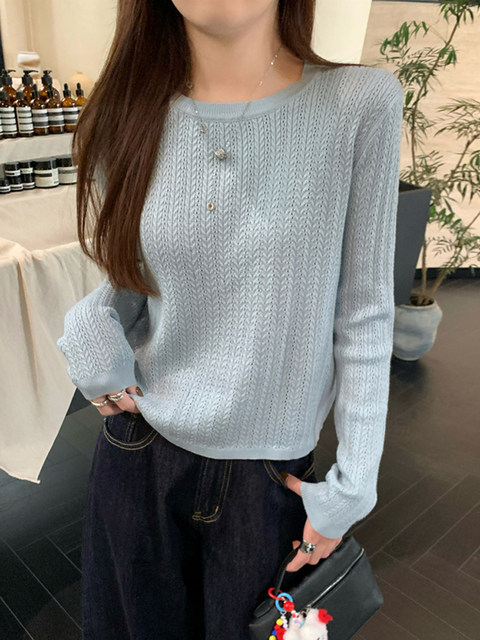 2025 Autumn/Winter New Korean Style Gentle Slim-Fit Knit Sweater for Women, Round Neck Soft and Delicate Twisted High-End Sweater Top