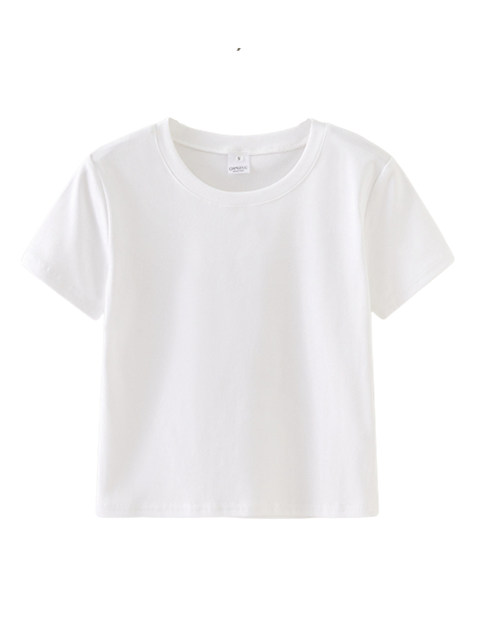 ins Korean Style Basic Round Neck Short-Sleeved T-Shirt for Women, New Summer Style, Petite High-Waisted Slim Fit Versatile Short Top