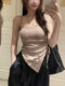 Purely Sensual Sexy Camisole with Chest Pads for Women, 2025 Spring/Summer New Style, Asymmetrical Slit Tie Design Top