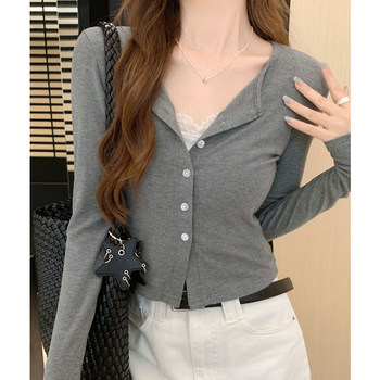 2026 Spring French Fashion Chic Button Cardigan for Women, Simple Style Slim Fit Versatile Round Neck Short Top