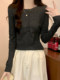 High-End Slim-Fit Knitwear for Women, Suitable for Outerwear, Spring 2026 New Style, Simple Button Half-Open Collar Top