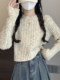 Korean Style Petite Lazy Style Knitted Sweater for Women, Autumn and Winter Versatile, Fine Shimmer, High-End Feel, Round Neck, Short Pullover Top