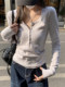 Half-Open Collar, Fashionable and Versatile, Long-Sleeved T-Shirt for Women, 2025 Autumn, Button Design, Inner Wear Pullover Base Shirt