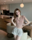 2025 Summer New Korean Style Slim Fit Unique Sexy Half-Open Collar Buttoned Crop Top Women's Short Sleeve Top Short Style