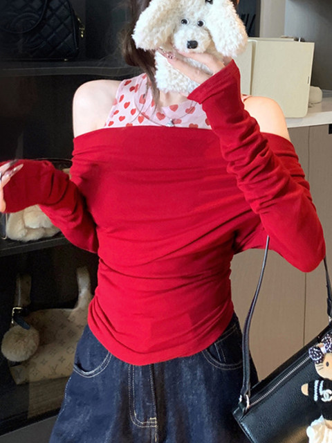 Korean-Style Chic Off-Shoulder Slim-Fit Versatile T-Shirt for Women, Winter Halter Neck Inner Wear, Sleeveless Mesh Vest Layered Top