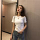 Basic Gray Short-Sleeve T-Shirt for Women, 2025 Summer New Korean Style Slim-Fit Base Shirt, Short Top ins