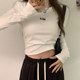 Korean Style Three-Dimensional Letter Round Neck Long-Sleeve Base Shirt for Women, New Autumn and Winter Unique Brushed Slim-Fit Short Top