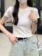 Casual Basic Round Neck Short-Sleeved T-Shirt for Women, New Summer Style, New Year Red, Slim Fit, Slimming, Navel-Baring Short Top