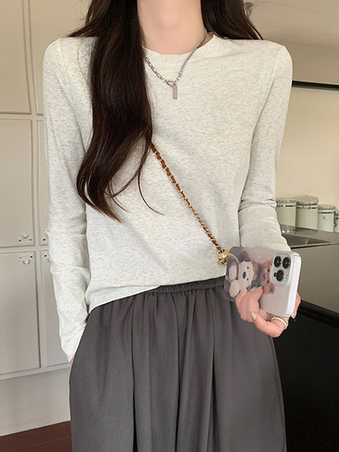 Basic Base Layer Shirt 2024 New Style Women's Autumn and Winter Fashionable and Stylish Loose Long-Sleeved T-Shirt with a Sense of Design Top ins