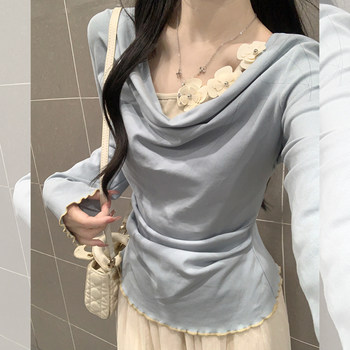 Sweet and Elegant Design, Three-Dimensional Floral Blouse for Women, Early Autumn, Off-Shoulder, Fake Two-Piece, Unique, High-End, Stunning Top