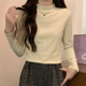Casual Velvet Pure Color Half Turtleneck Long-Sleeved Bottoming Shirt for Women in Autumn and Winter New Korean Style Casual Velvet Inner Top for Women