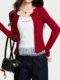 Stylish Red Knit Cardigan for Women, Spring Button-Up Slim-Fit Sweater, Short Jacket for New Year's Outfit